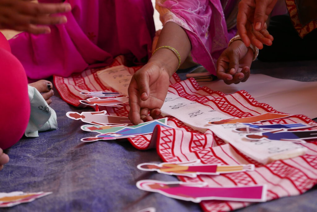Co-creation lies at the heart of the Core project. Women participating in a workshop, using paper dolls to tell their life story in India.