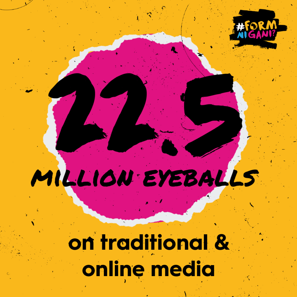 Text: 22.6 million eyeballs on traditional & online media against a colourful background.